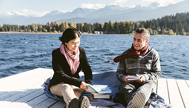 Participants at Alta Lake during the Whistler Writers Festival