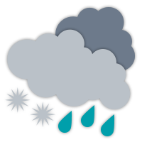 Mainly cloudy with isolated wet flurries.