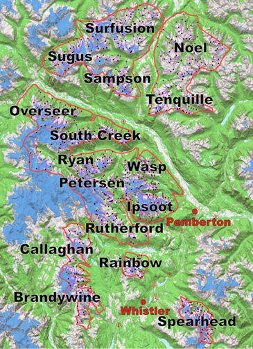 Whistler Heli Ski Area Map
