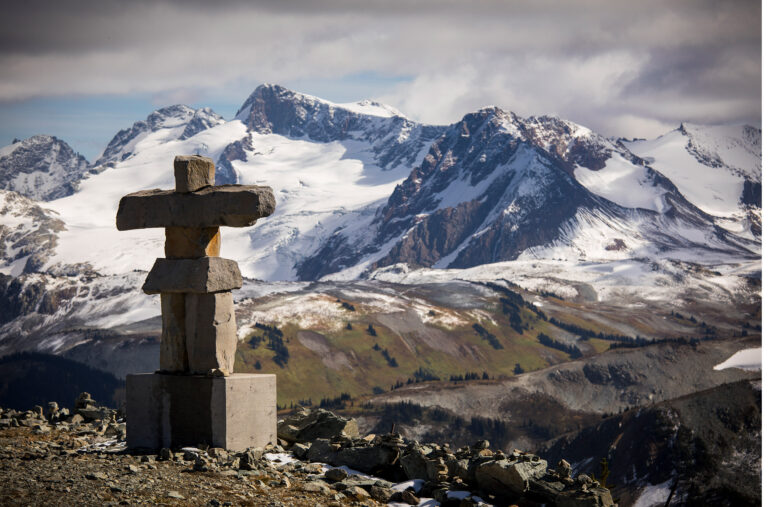 The Inuksuk on Harmony Ridge on Whistler Mountain.