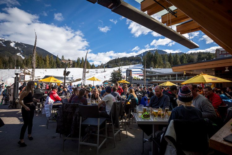 Spring ski apres in Whistler, BC