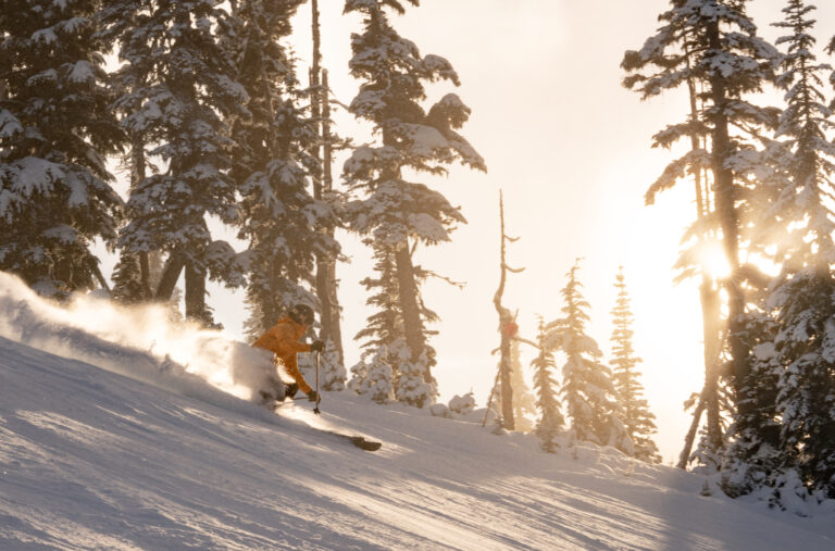Individual Skier at Golden Hour in Whistler.