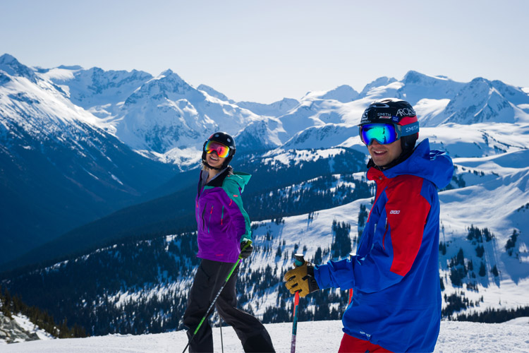 Skiing on a spring day at Whistler Blackcomb.