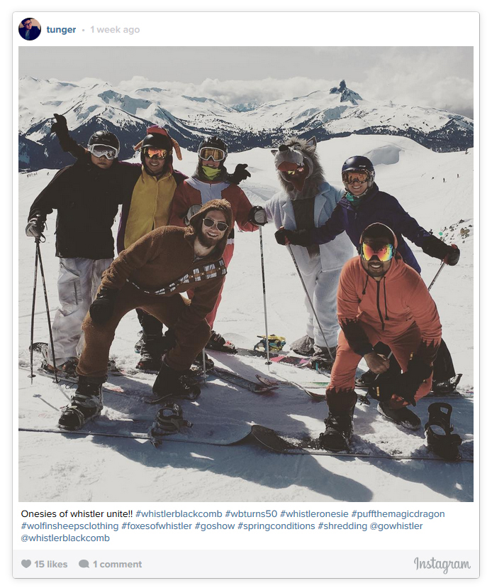 Group Onesie Shot on Whistler Peak