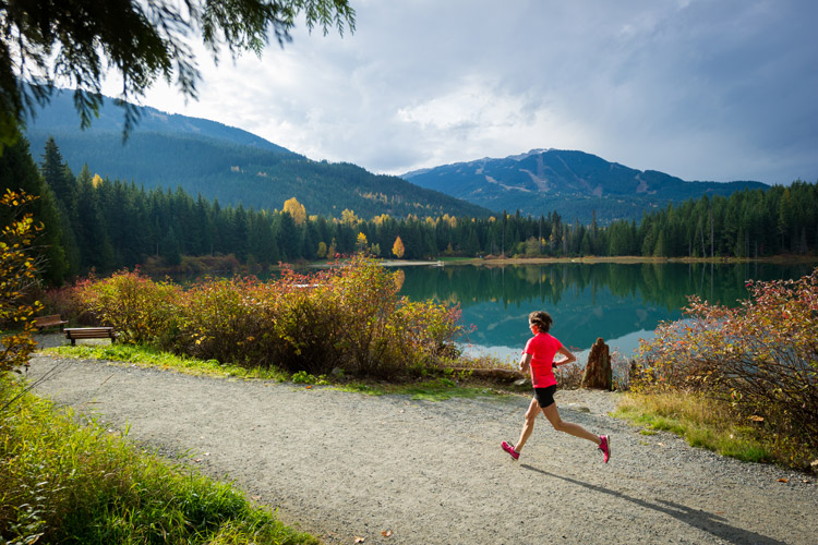 Runner enjoying fall scenery at the Whistler 50 and Ultra Marathon