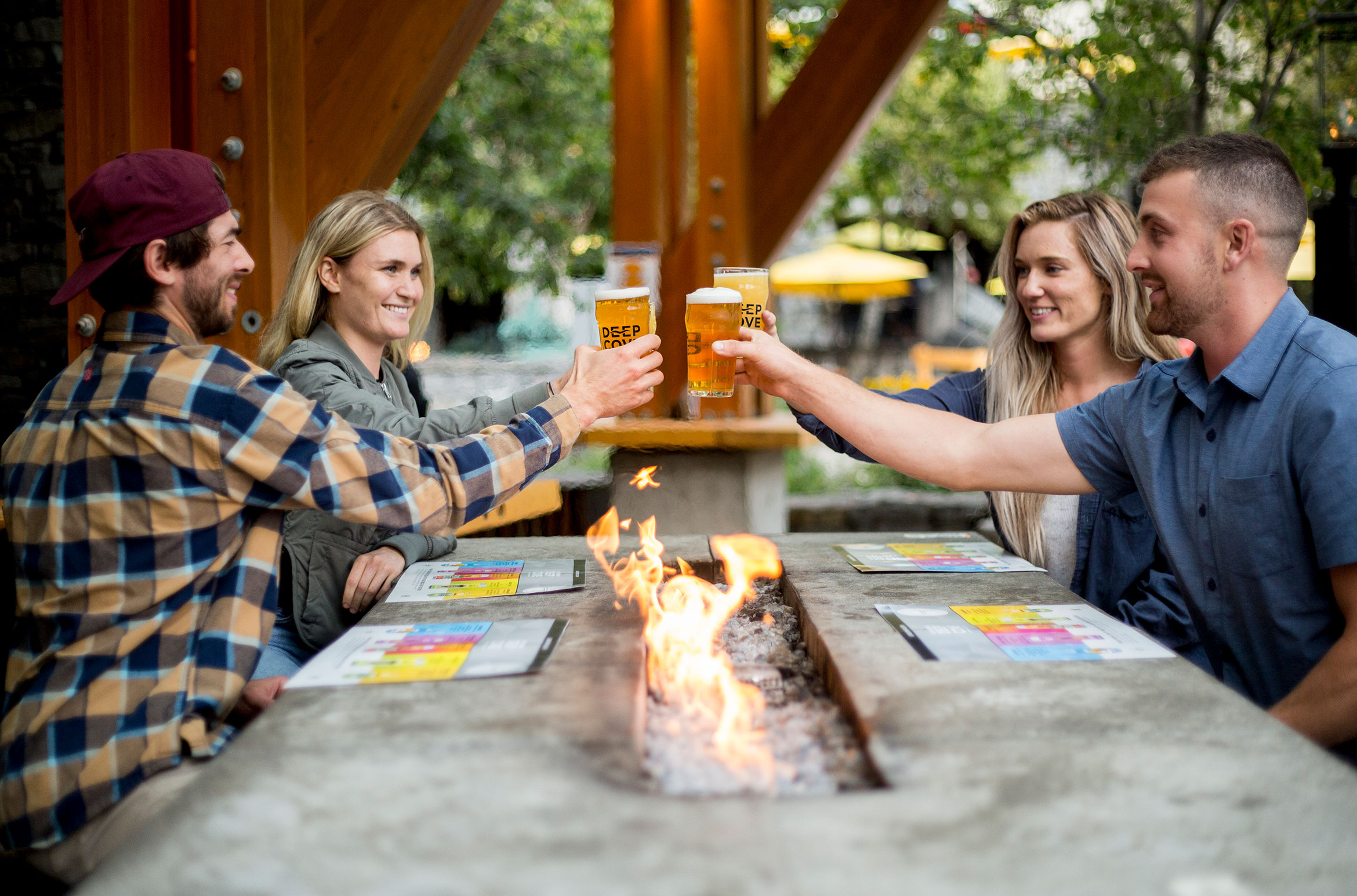 Friends enjoy apres at the Longhorn Saloon in Whistler.