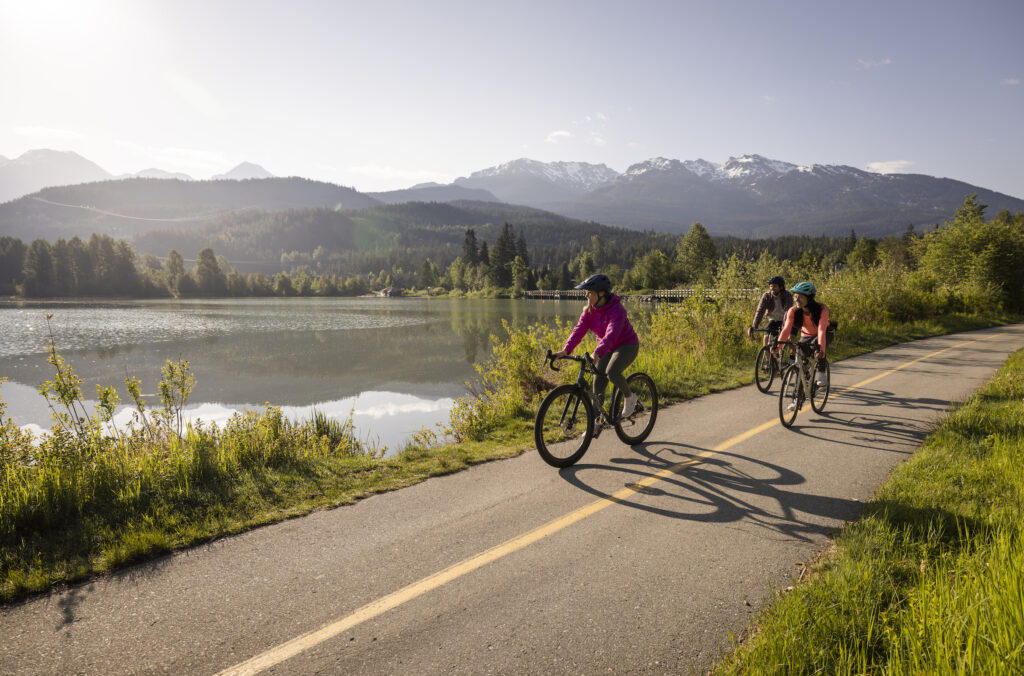 Bikers explore the Valley Trail in Whistler.