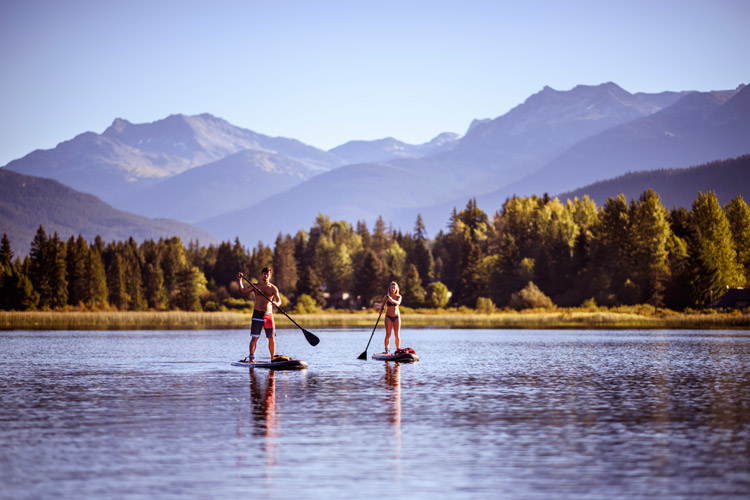 Paddleboarding on Alta Lake in Whistler