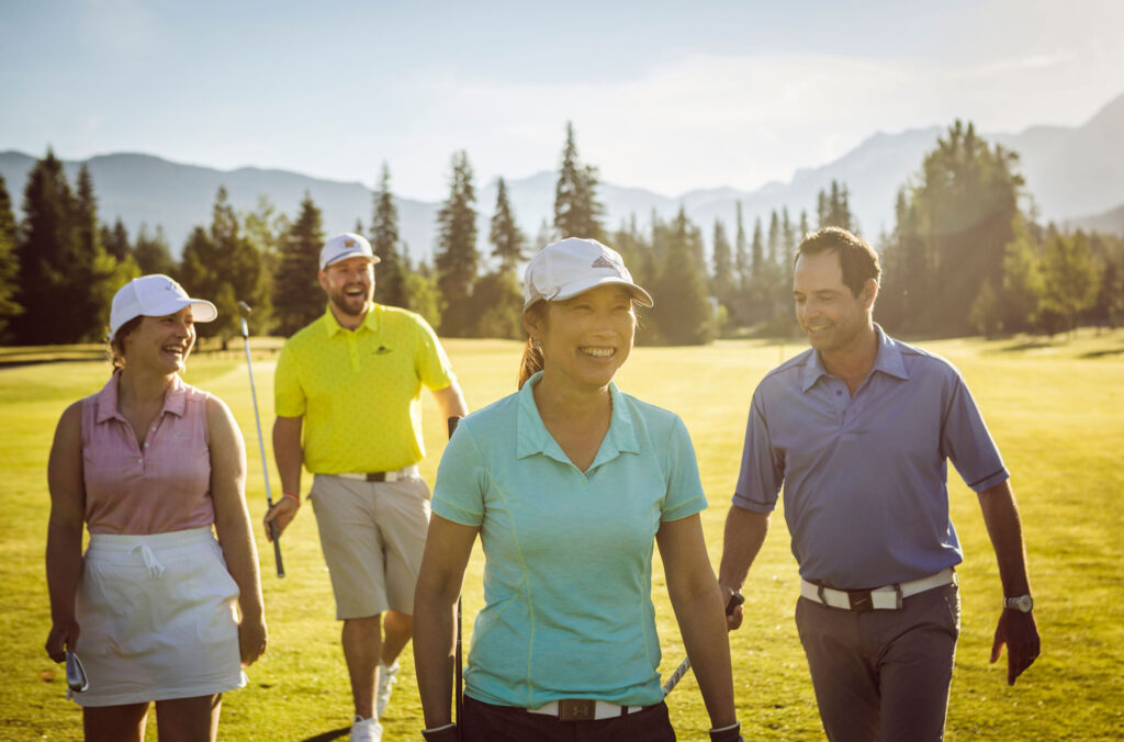 A group of golfers enjoy the summer sun on the greens in Whistler.