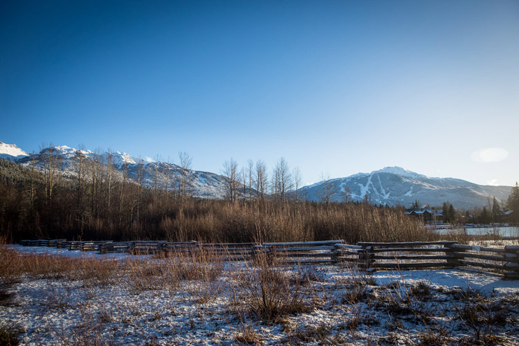 Whistler and Blackcomb Mountains on a Winter Day