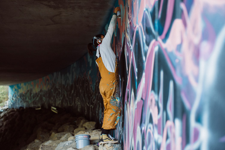Artist Jessa Gilbert Painting the Creekside Underpass Mural