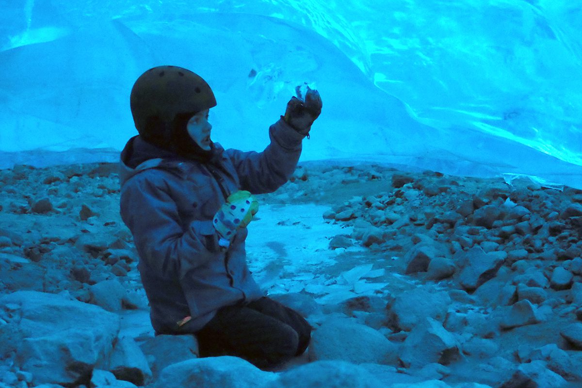 Kid in an Ice Cave near Whistler