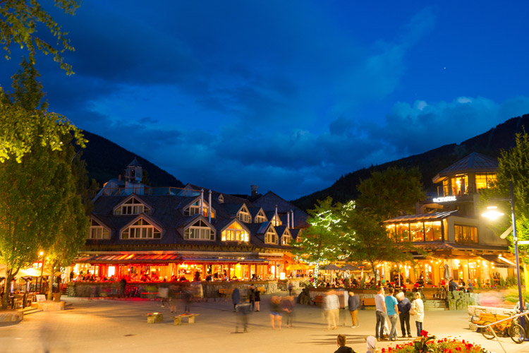 Whistler Village Square on a Summer Evening