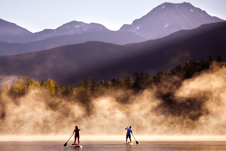 Paddleboarding on Alta Lake, Whistler