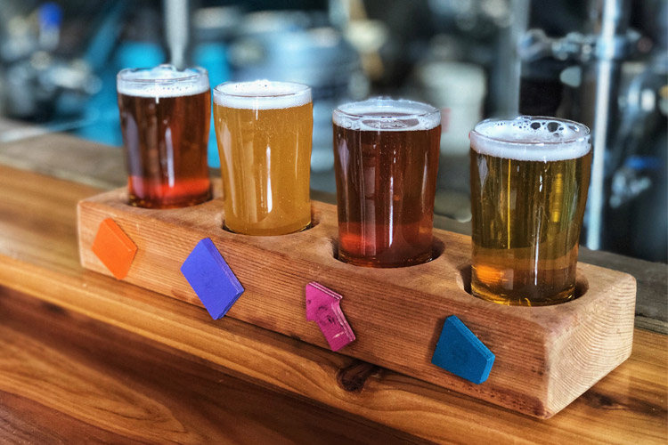 Beer flight at Coast Mountain Brewing