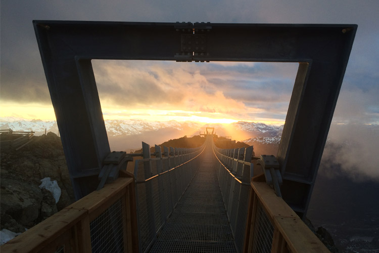 Sunset over the Whistler Peak Suspension Bridge