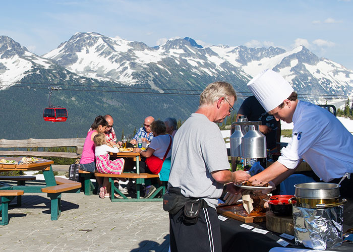 Mountaintop dining on a sunny summer day on Whistler Mountain