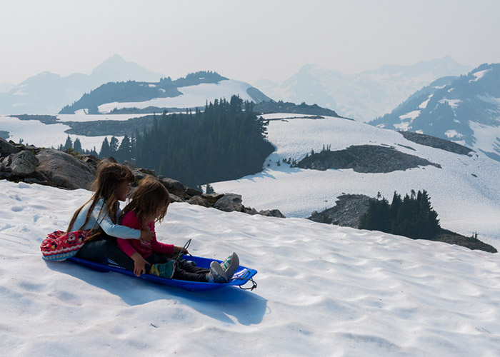 Tobogganing in August.