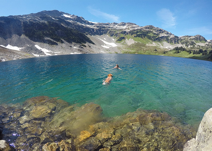 Cooling off in Cirque Lake