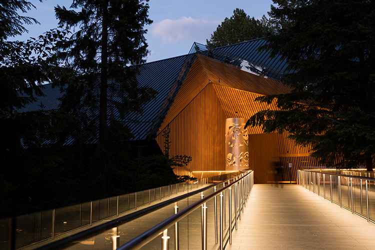 Audain Art Museum exterior at night