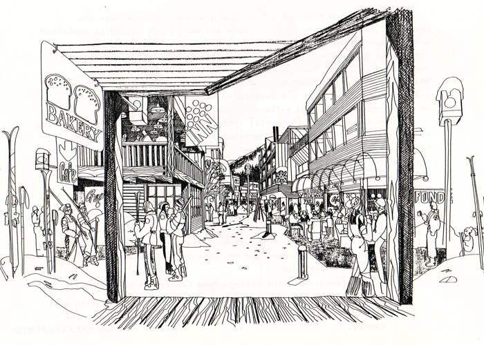 Eldon Beck's conceptual drawings of Whistler Village.