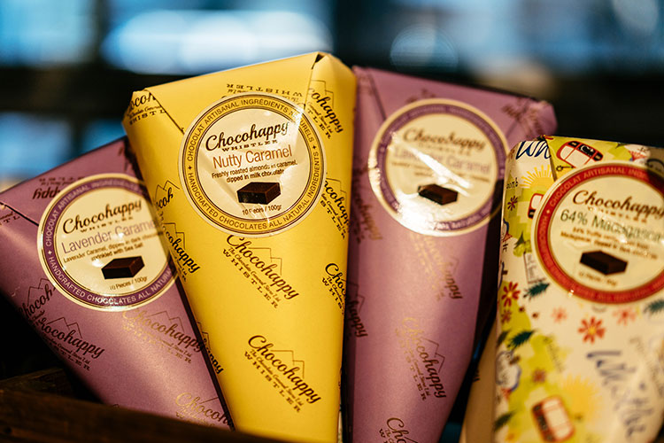Colourful Chocohappy cones.