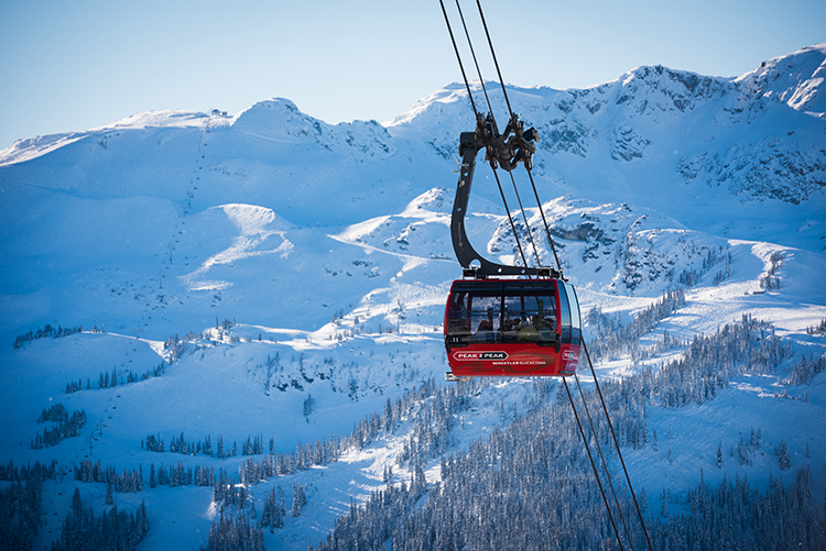 Peak to Peak Gondola with beautiful mountain scenery