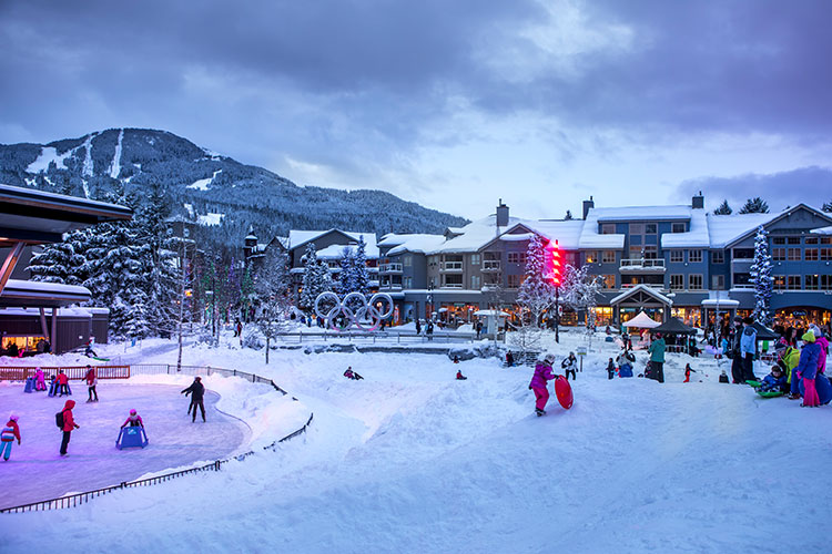 people skating and sledding