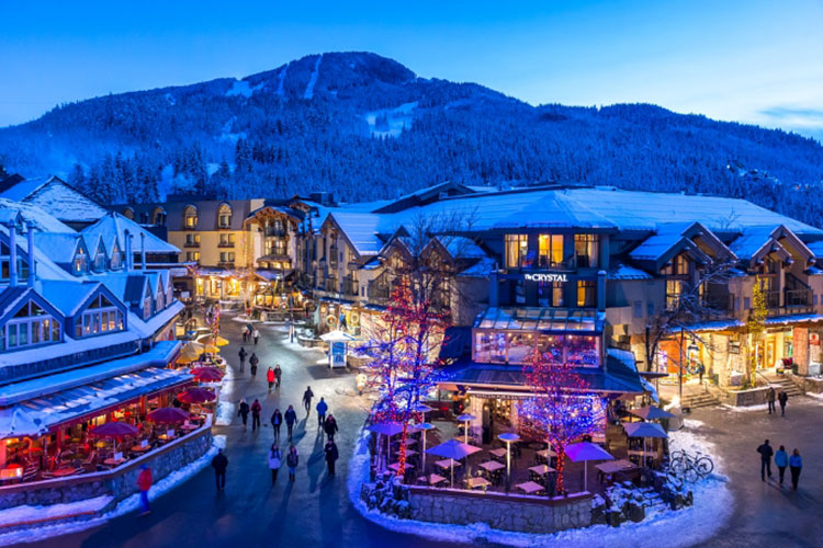 whistler village at night