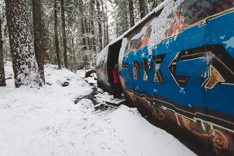 Snowshoeing Train Wreck Trail in Whistler