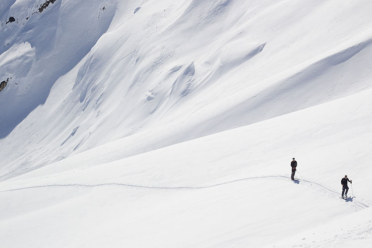A skier in the pristine backcountry.