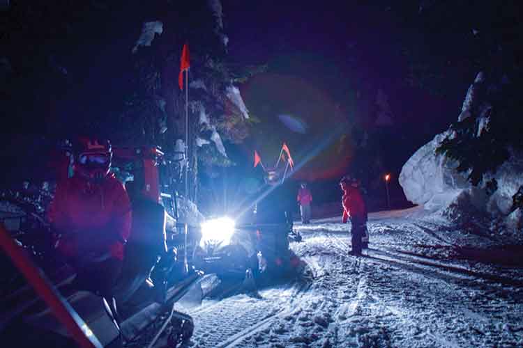 A group of snowmobilers learning the basics.