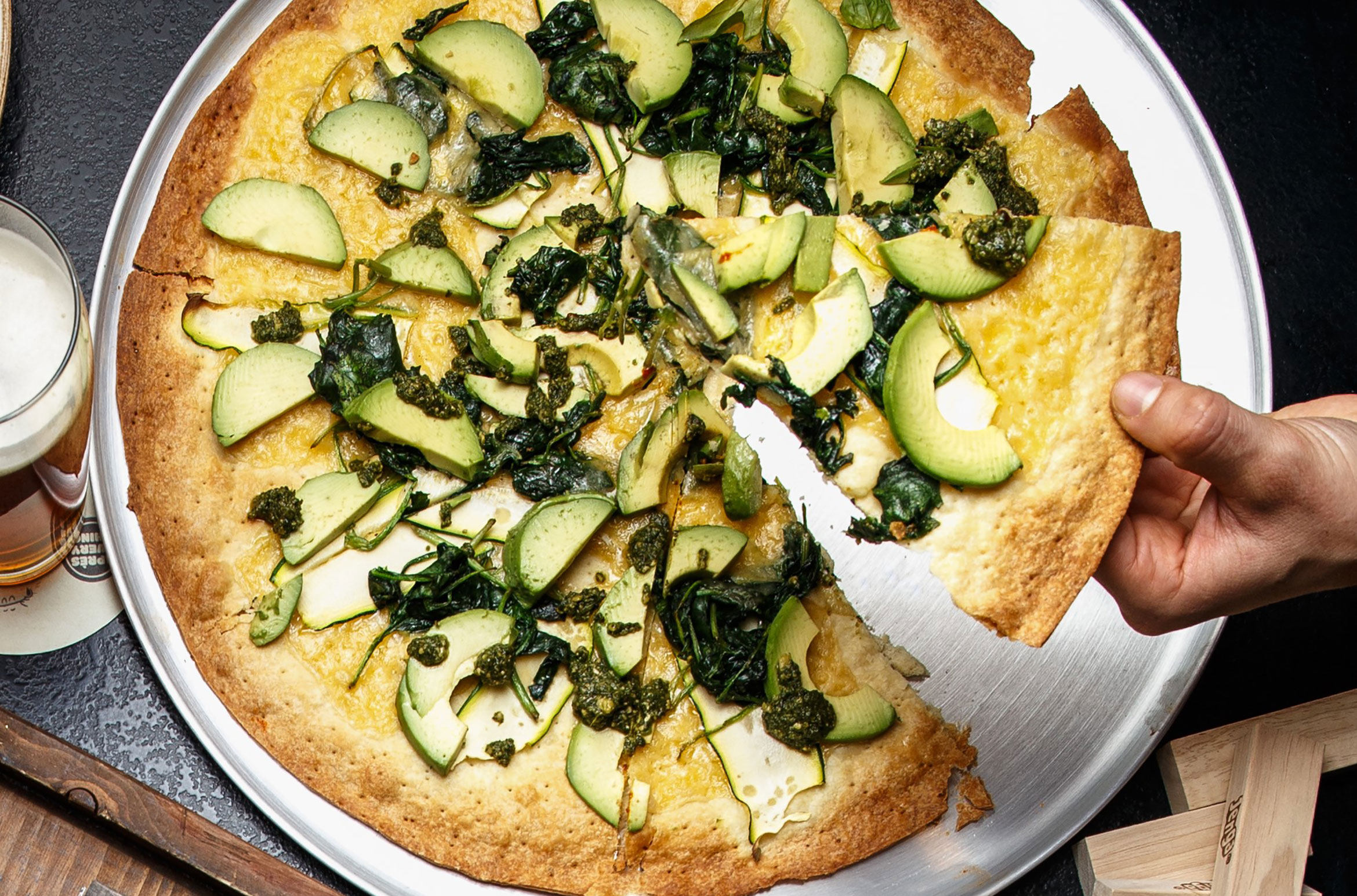 The vegan, green pizza served at the Four Seasons Resort Whistler.