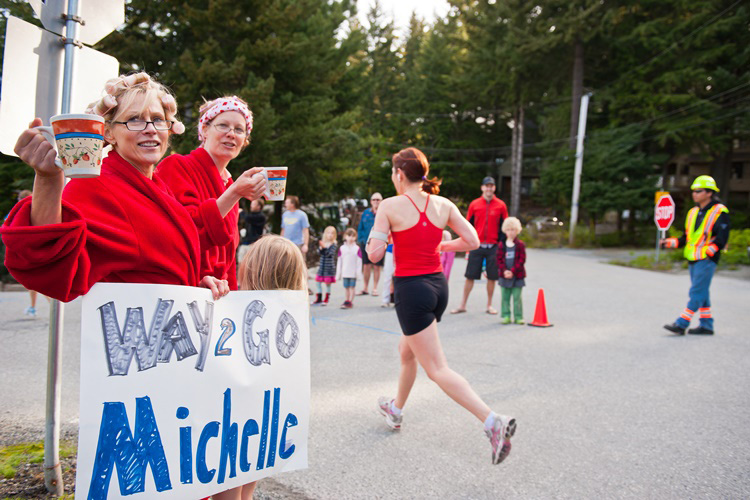 Spectators cheering on runners in Whistler