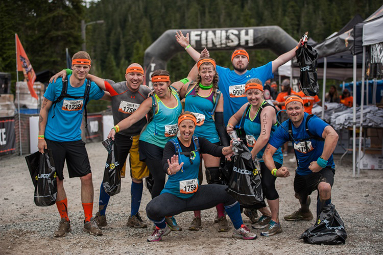 A group celebrating at Tough Mudder Whistler