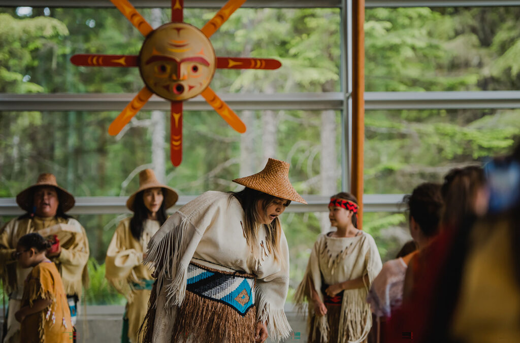 Indigenous dancers perform a the Squamish Lil'wat Cultural Centre in Whistler.