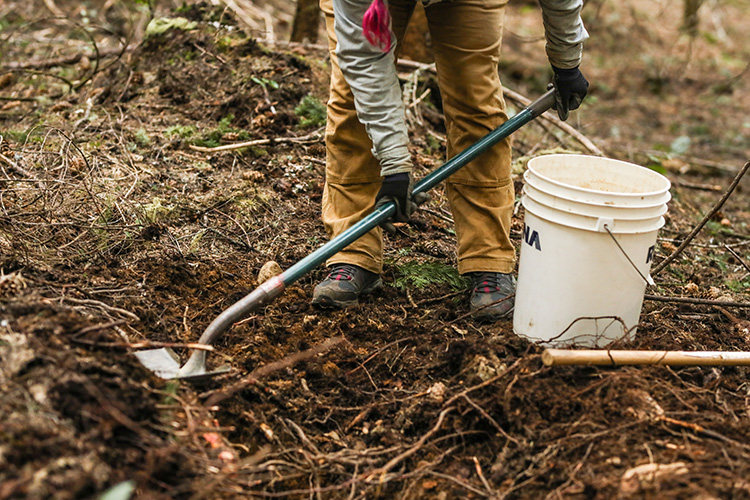 WORCA Volunteer working on a Whistler trial