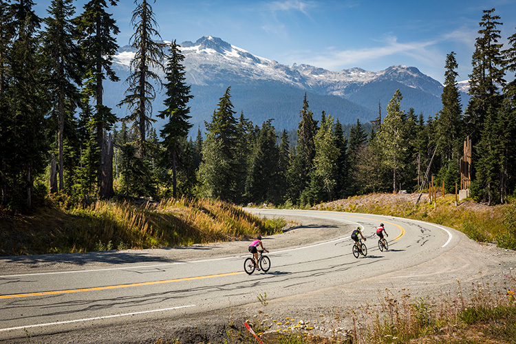 Road cyclists training in Whistler
