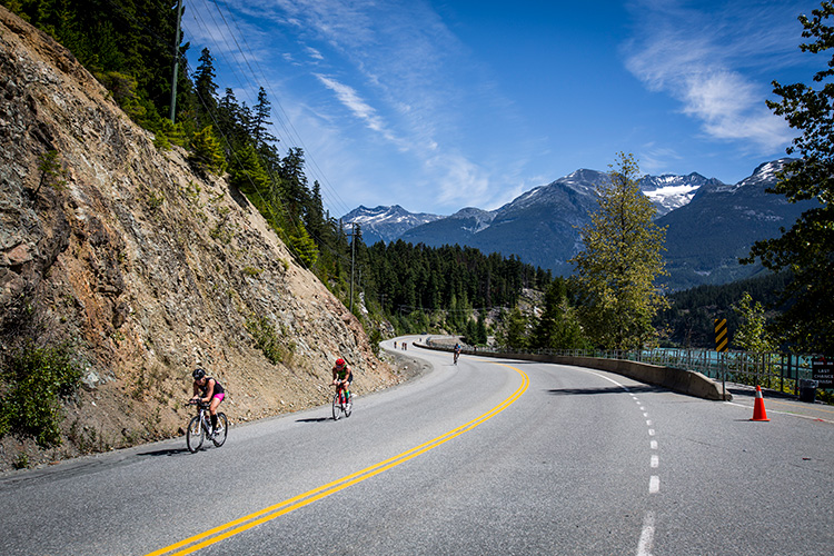 Cyclists competing in Ironman Whistler
