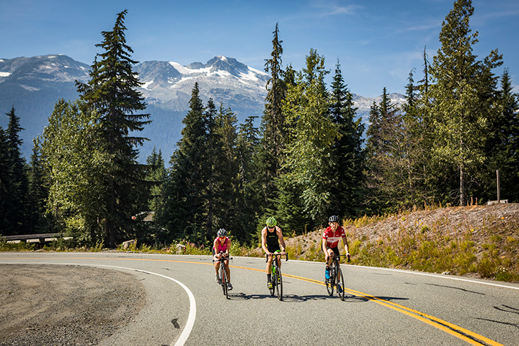 A group of cyclists training in Whistler