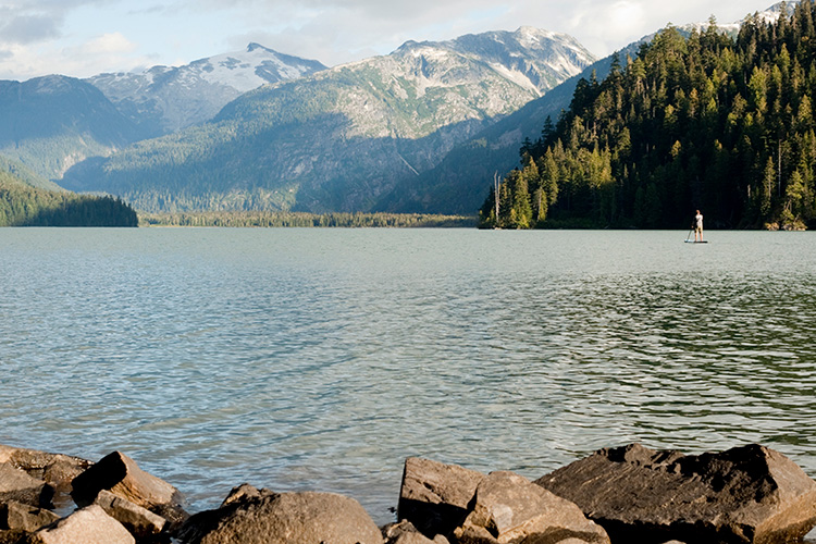 Paddleboarder on Cheakamus Lake