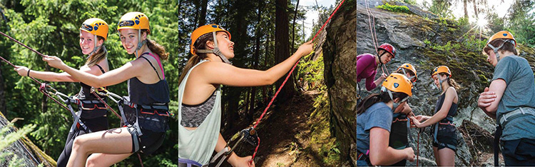 Kids learning to rock climb in Whistler