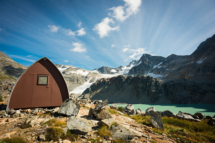 The hut at Wedgemount Lake in Whistler