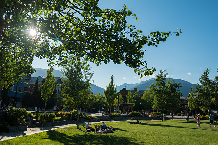 Picnickers at Whistler Olympic Plaza