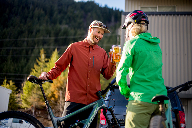 Bikers enjoying a beer in Whistler