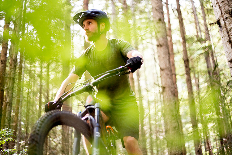 Mountain biker on trail in Whistler