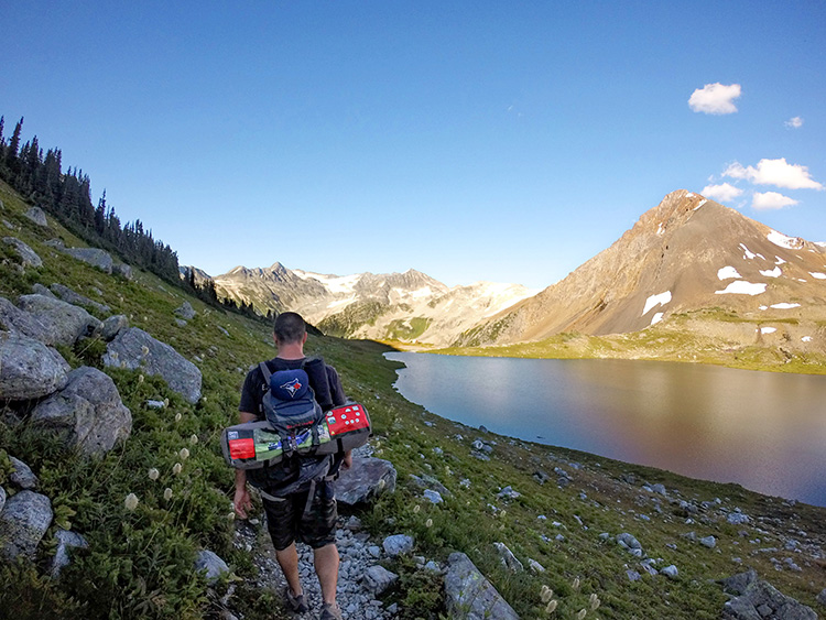 Hiker on trail to Russet Lake in Whistler