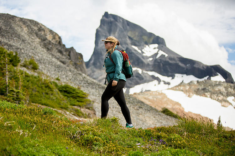 Hiker in front of Black Tusk