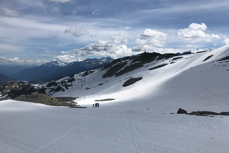 A group hiking on the Whistler Via Ferrata Tour