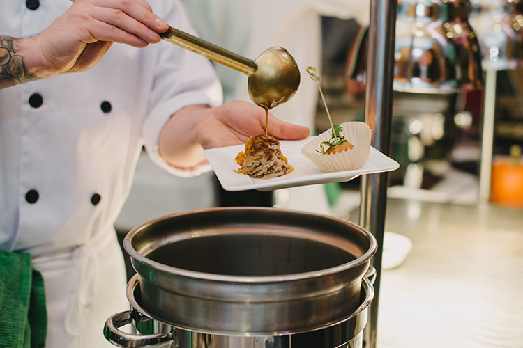 Chef plating a dish